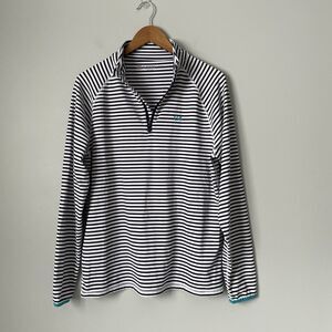 G/FORE Men's Striped Athletic Pullover Top Golf Blue White Men's Size Medium